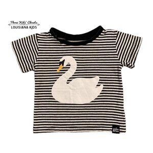Whistle & Flute 12-24m Striped Swan Shirt